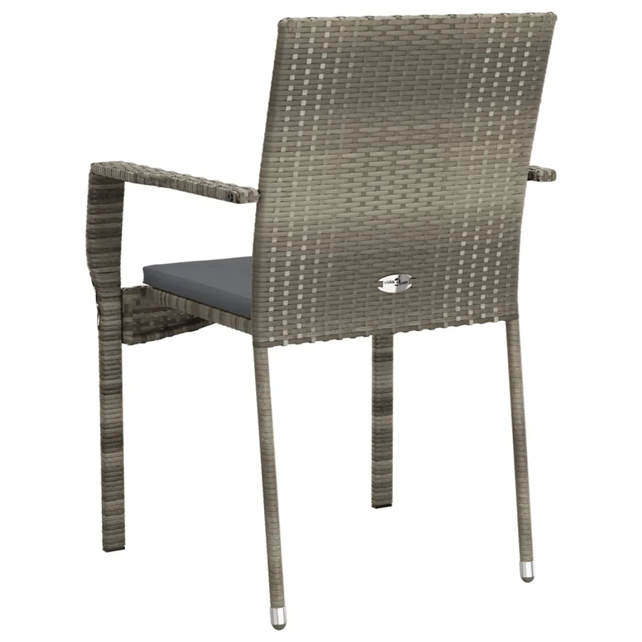 Chaises de jardin avec coussins lot de 2 Résine tressée Gris - 7