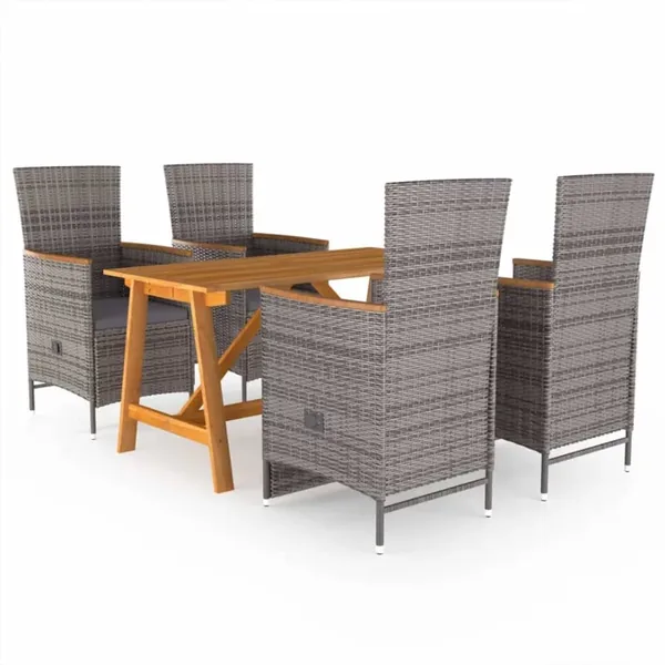 Ensemble à manger de jardin 5 pcs Gris