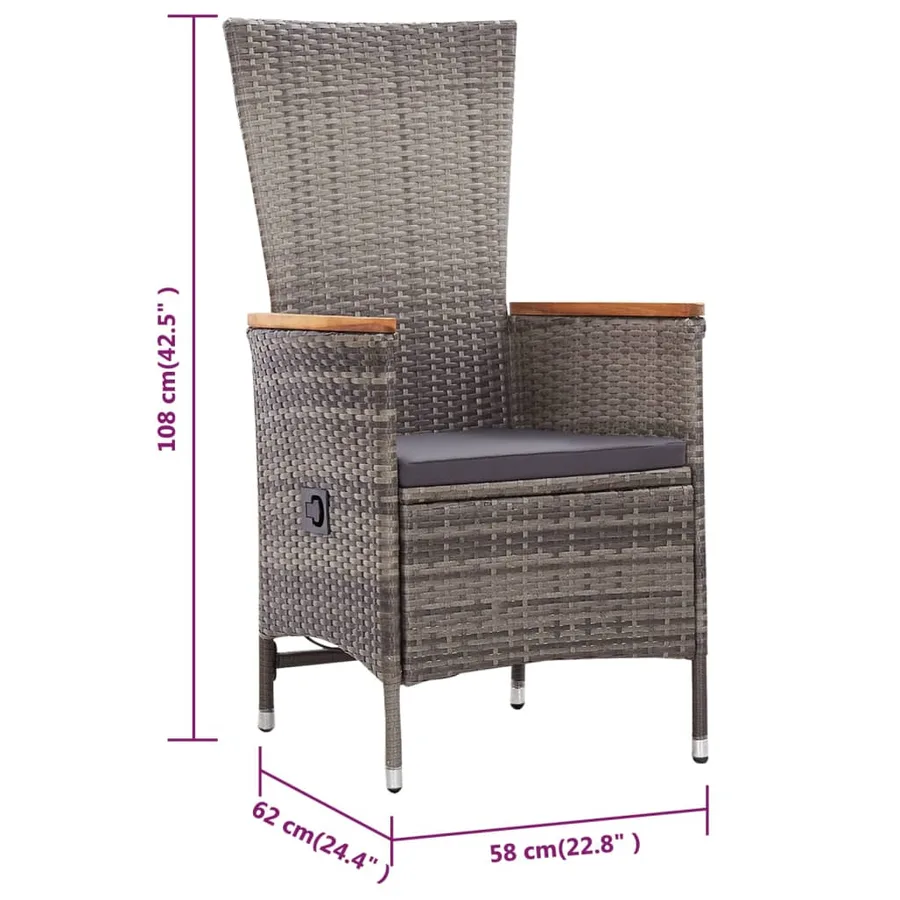 Ensemble à manger de jardin 5 pcs Gris - 18