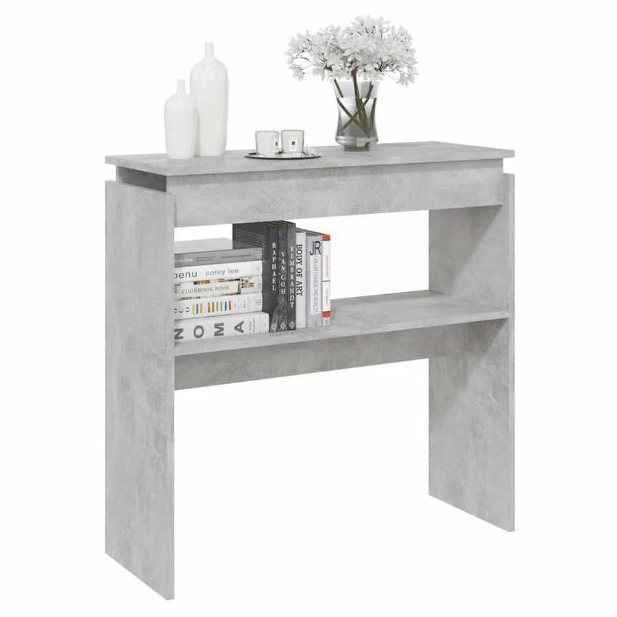 Table console Gris béton 80x30x80 cm Aggloméré - 5