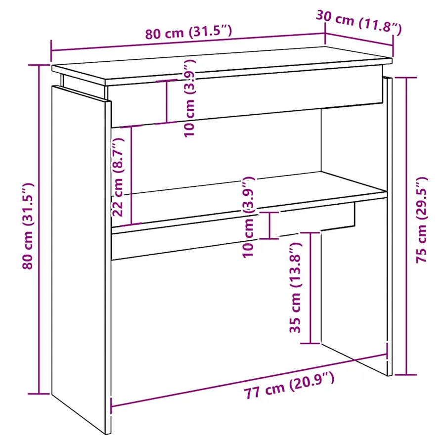Table console Gris béton 80x30x80 cm Aggloméré - 6