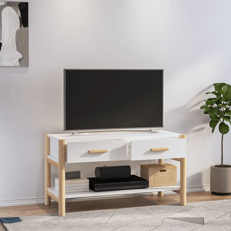 Meuble TV Blanc 82x38x45 cm Bois d'ingénierie - 3