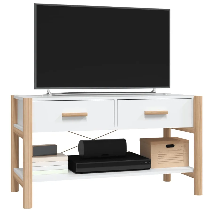 Meuble TV Blanc 82x38x45 cm Bois d'ingénierie - 4