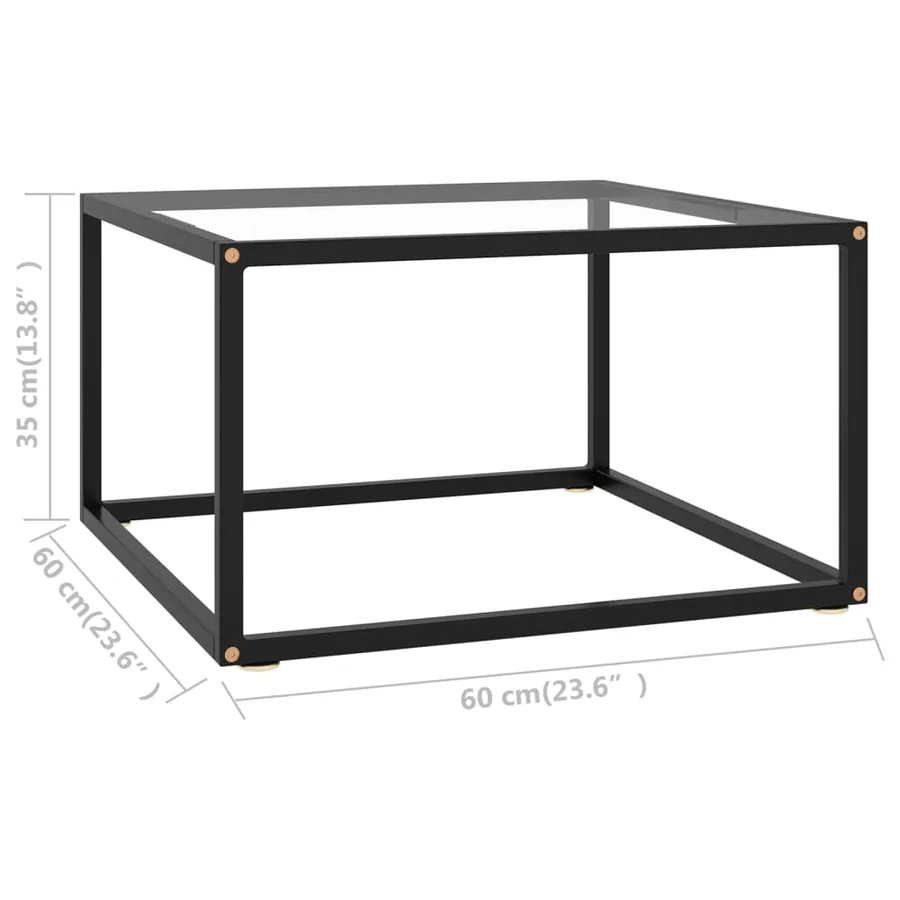 Table basse Noir avec verre trempé 60x60x35 cm - 5