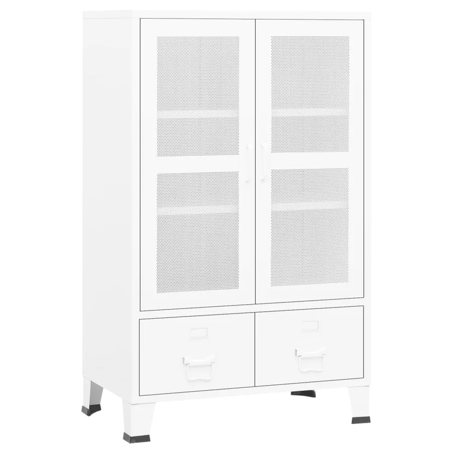 Coffre de rangement industriel Blanc 70x40x115 cm Métal - 2