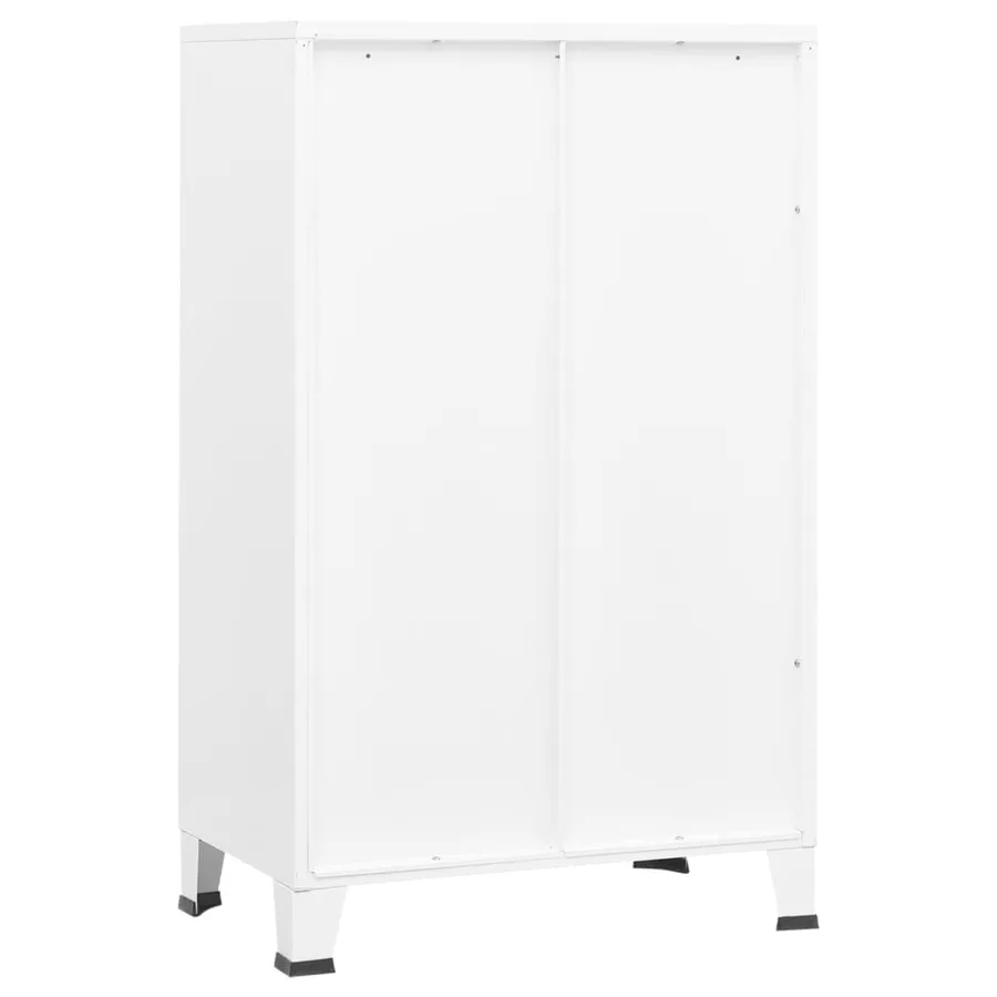 Coffre de rangement industriel Blanc 70x40x115 cm Métal - 5