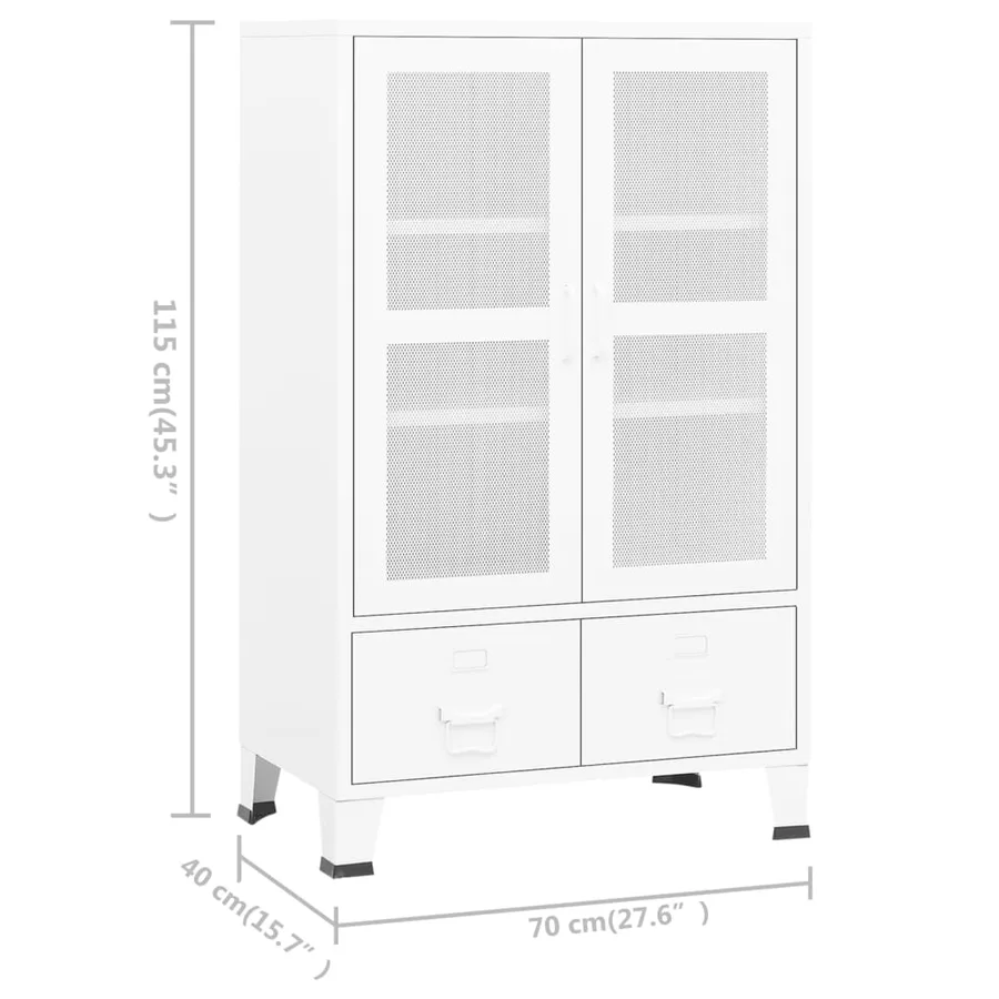 Coffre de rangement industriel Blanc 70x40x115 cm Métal - 9