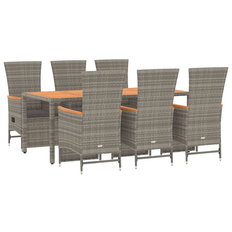 Ensemble à manger de jardin et coussins 7 pcs gris rotin - 3