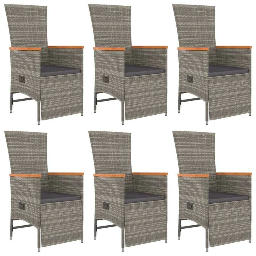 Ensemble à manger de jardin et coussins 7 pcs gris rotin - 4