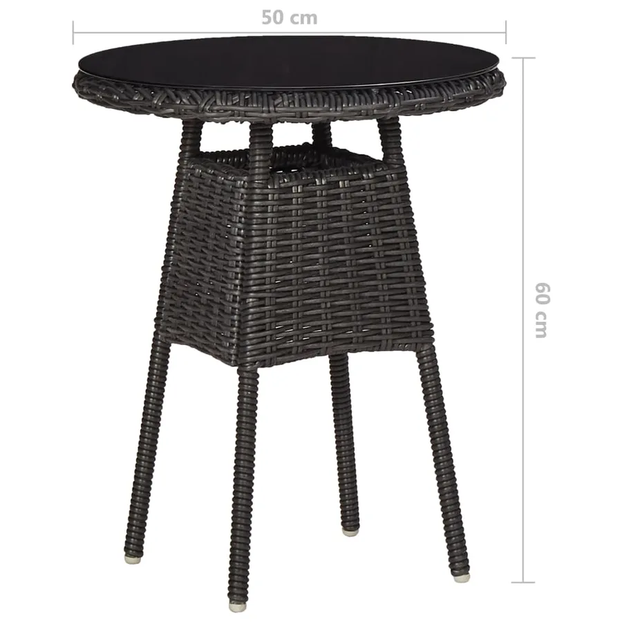 Mobilier de bistro 3 pcs avec coussins Résine tressée Noir - 11