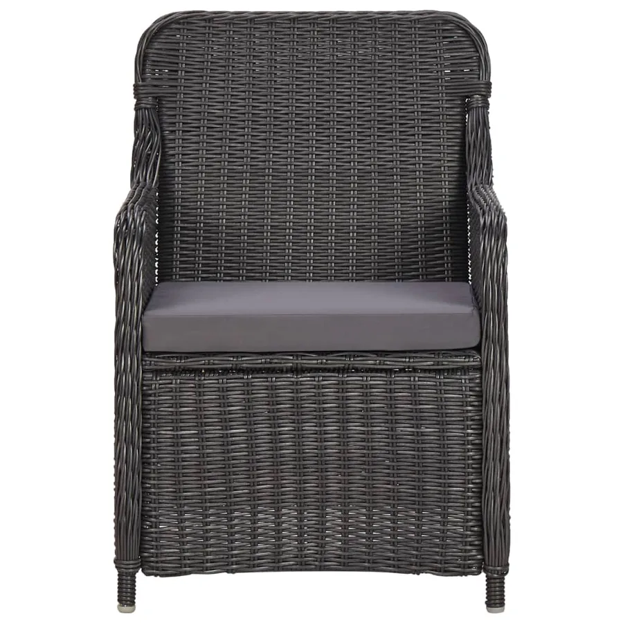 Mobilier de bistro 3 pcs avec coussins Résine tressée Noir - 4