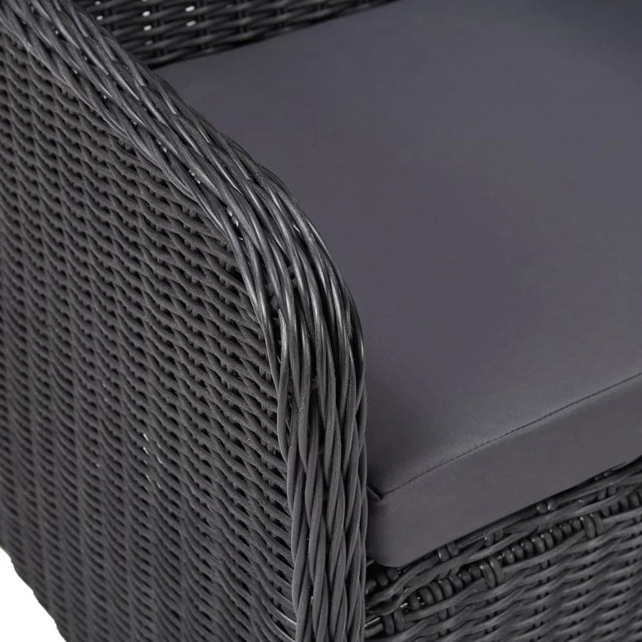 Mobilier de bistro 3 pcs avec coussins Résine tressée Noir - 8