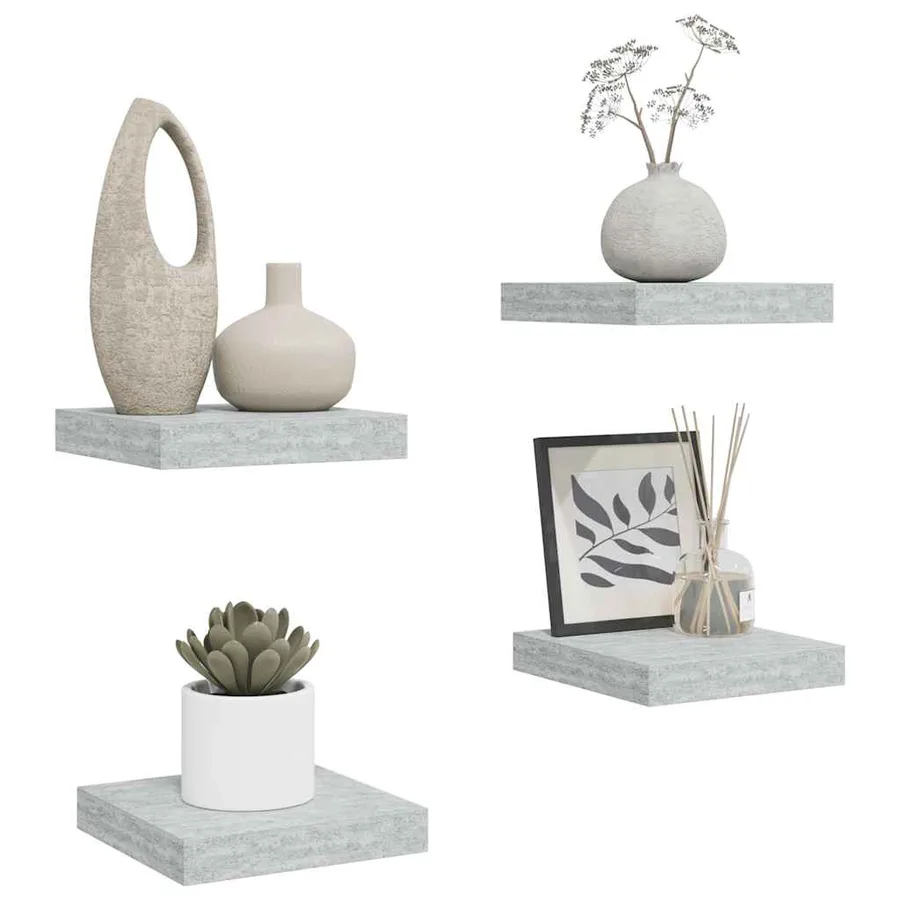 Étagères murales flottantes 4 pcs gris béton 23x23,5x3,8 cm MDF - 5