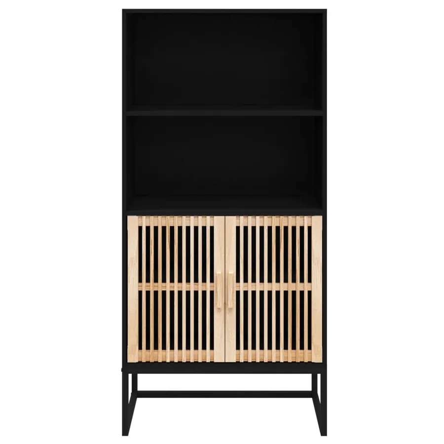 Buffet haut noir 60x35x125 cm bois d'ingénierie - 5