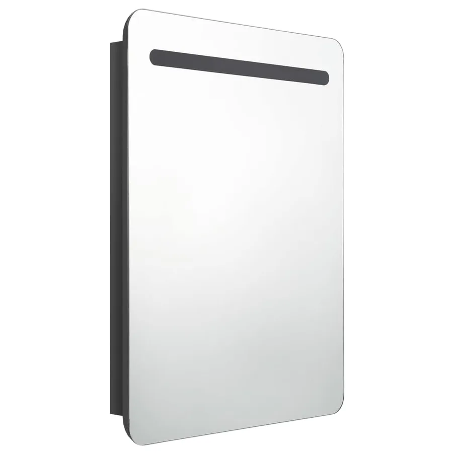 Armoire de salle de bain à miroir LED noir brillant 60x11x80 cm - 3
