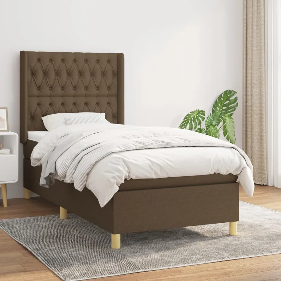 Sommier à lattes de lit avec matelas Marron foncé 100x200 cm