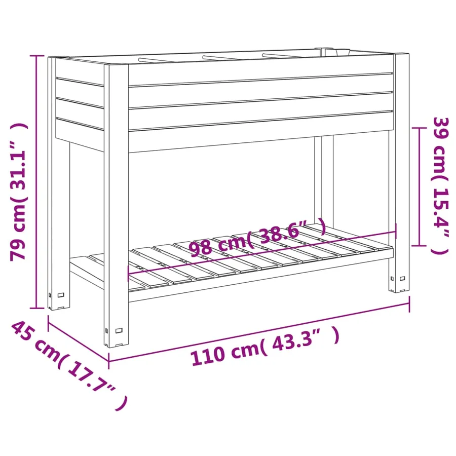 Lit surélevé de jardin marron clair 110x45x79 cm polypropylène - 7