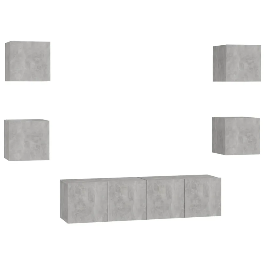Ensemble de meubles TV 6 pcs Gris béton Bois d'ingénierie - 2
