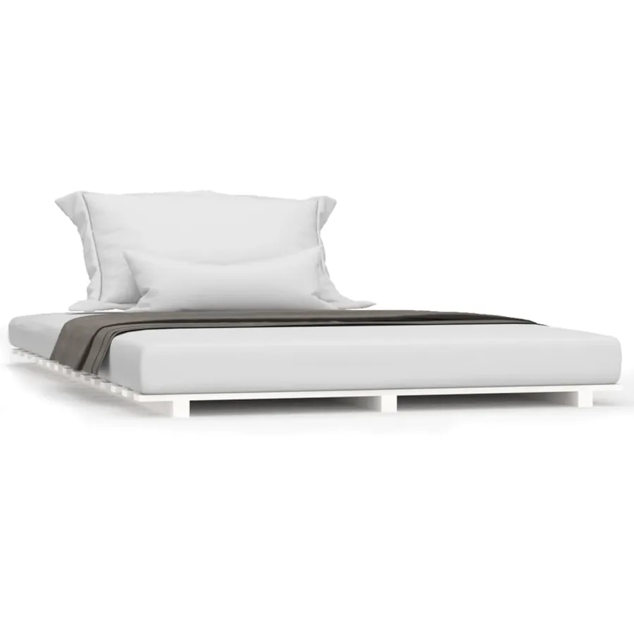 Cadre de lit sans matelas blanc 135x190 cm bois de pin massif - 2