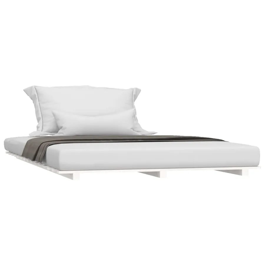 Cadre de lit sans matelas blanc 135x190 cm bois de pin massif - 3