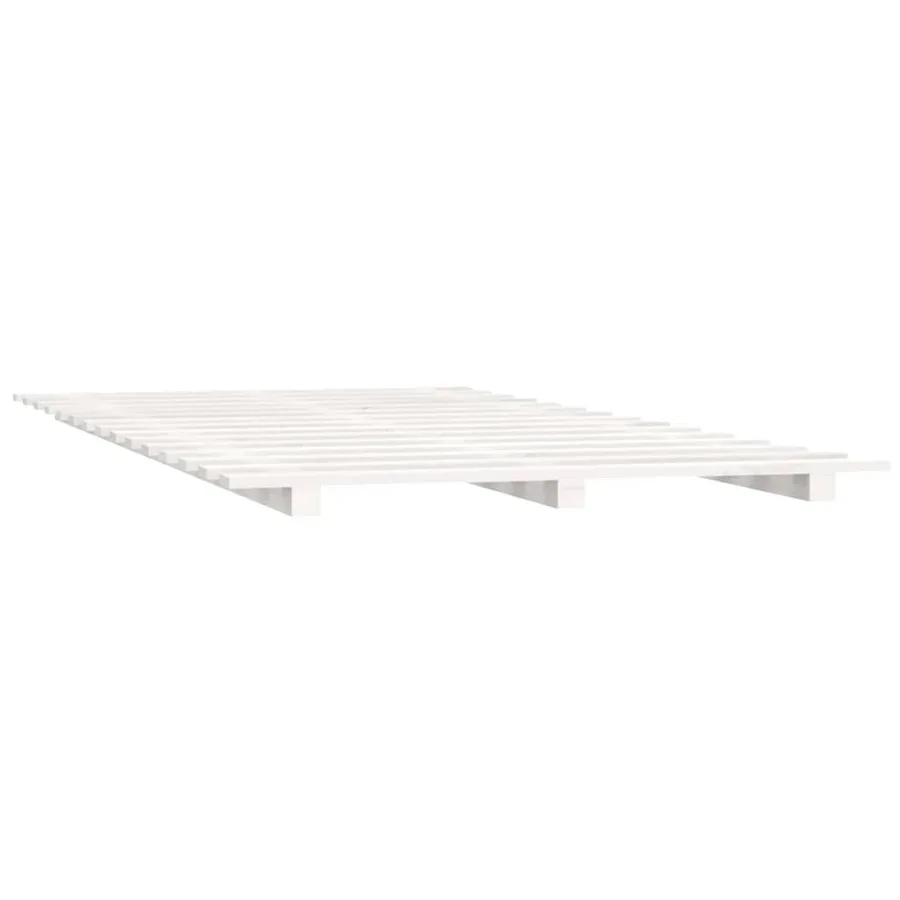 Cadre de lit sans matelas blanc 135x190 cm bois de pin massif - 4