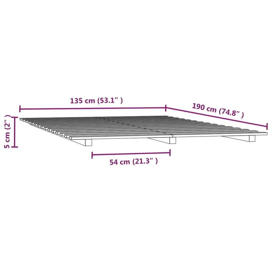 Cadre de lit sans matelas blanc 135x190 cm bois de pin massif - 8