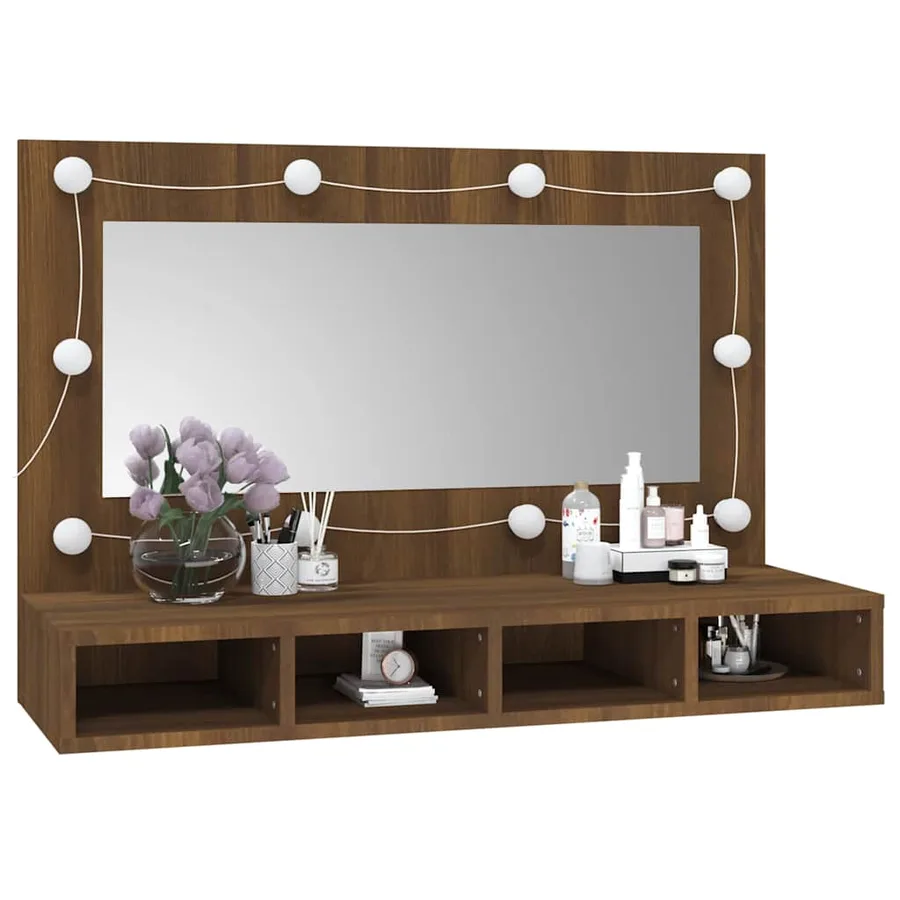 Armoire à miroir avec LED Chêne marron 90x31,5x62 cm - 11