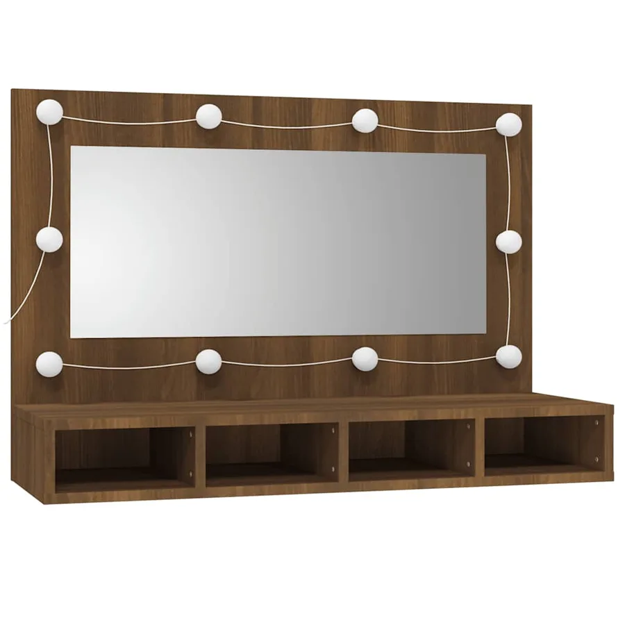 Armoire à miroir avec LED Chêne marron 90x31,5x62 cm - 3