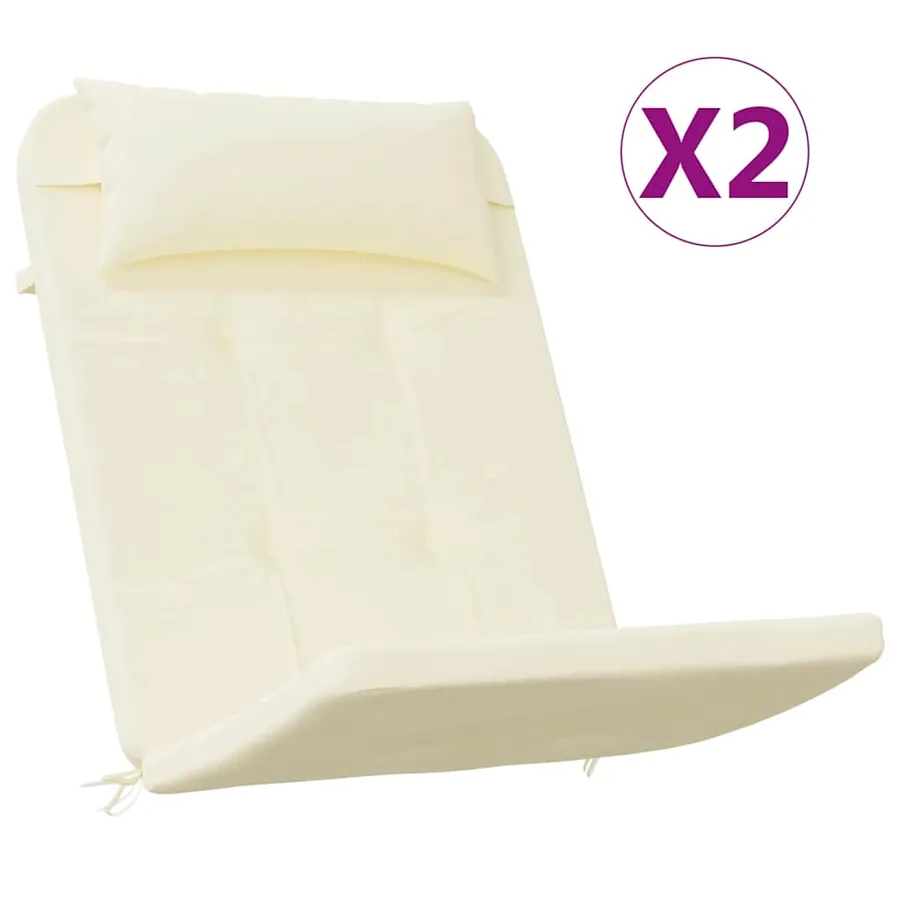 Coussins de chaise adirondack lot de 2 crème tissu oxford - 2