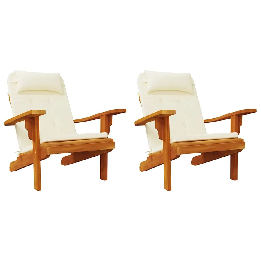 Coussins de chaise adirondack lot de 2 crème tissu oxford - 4