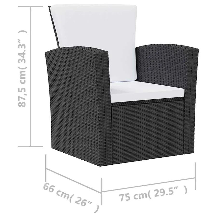 Salon de jardin 8 pcs avec coussins résine tressée noir - 10
