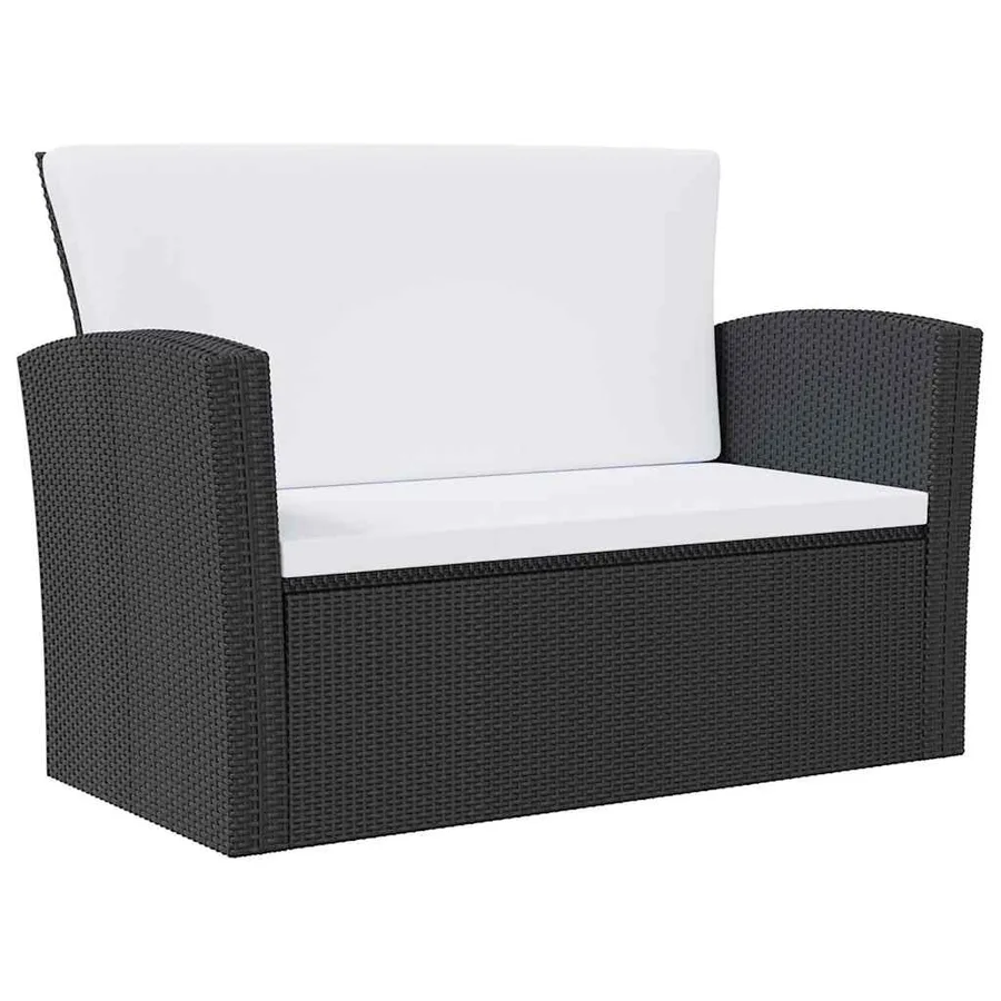 Salon de jardin 8 pcs avec coussins résine tressée noir - 3