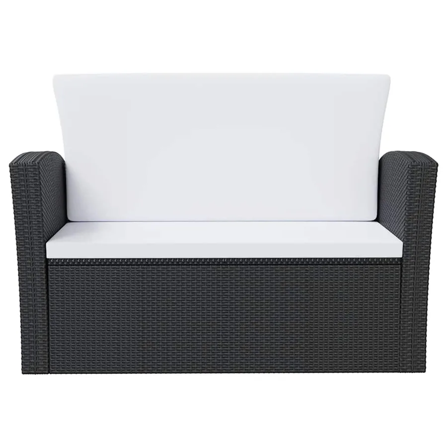 Salon de jardin 8 pcs avec coussins résine tressée noir - 4