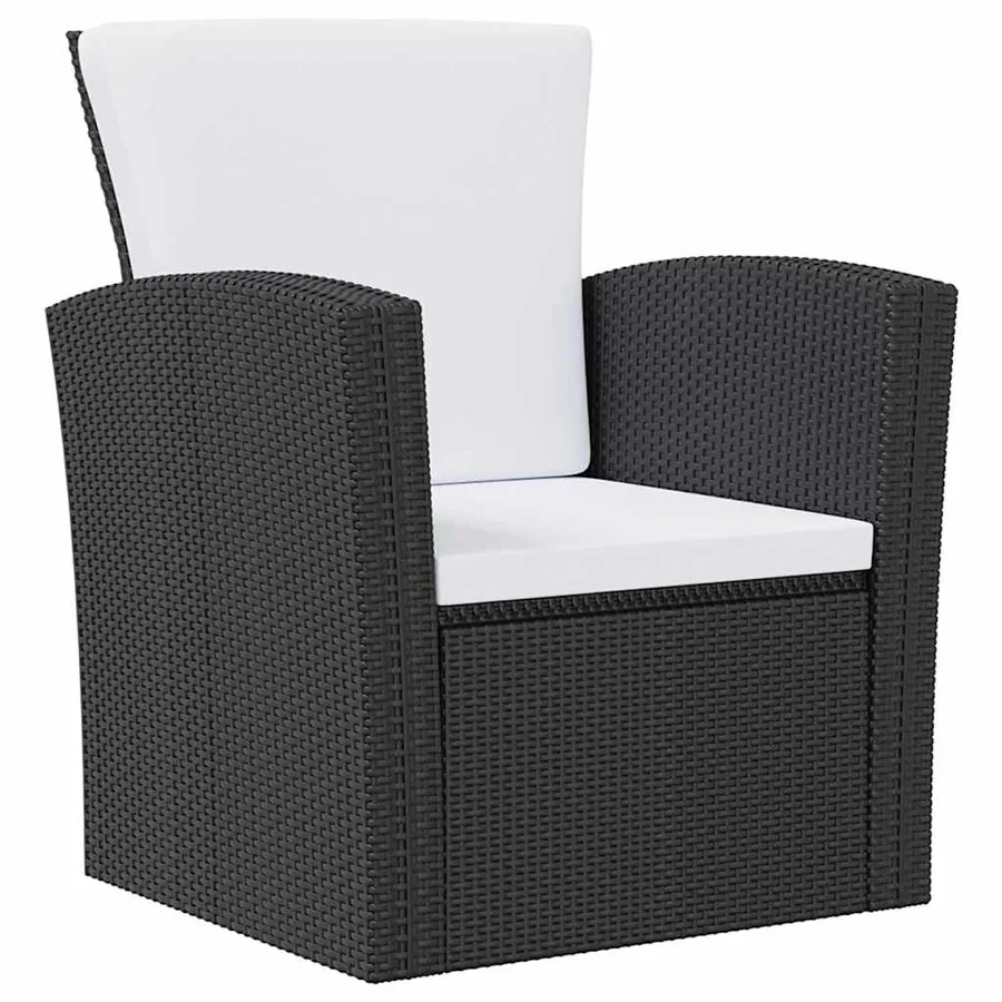 Salon de jardin 8 pcs avec coussins résine tressée noir - 5
