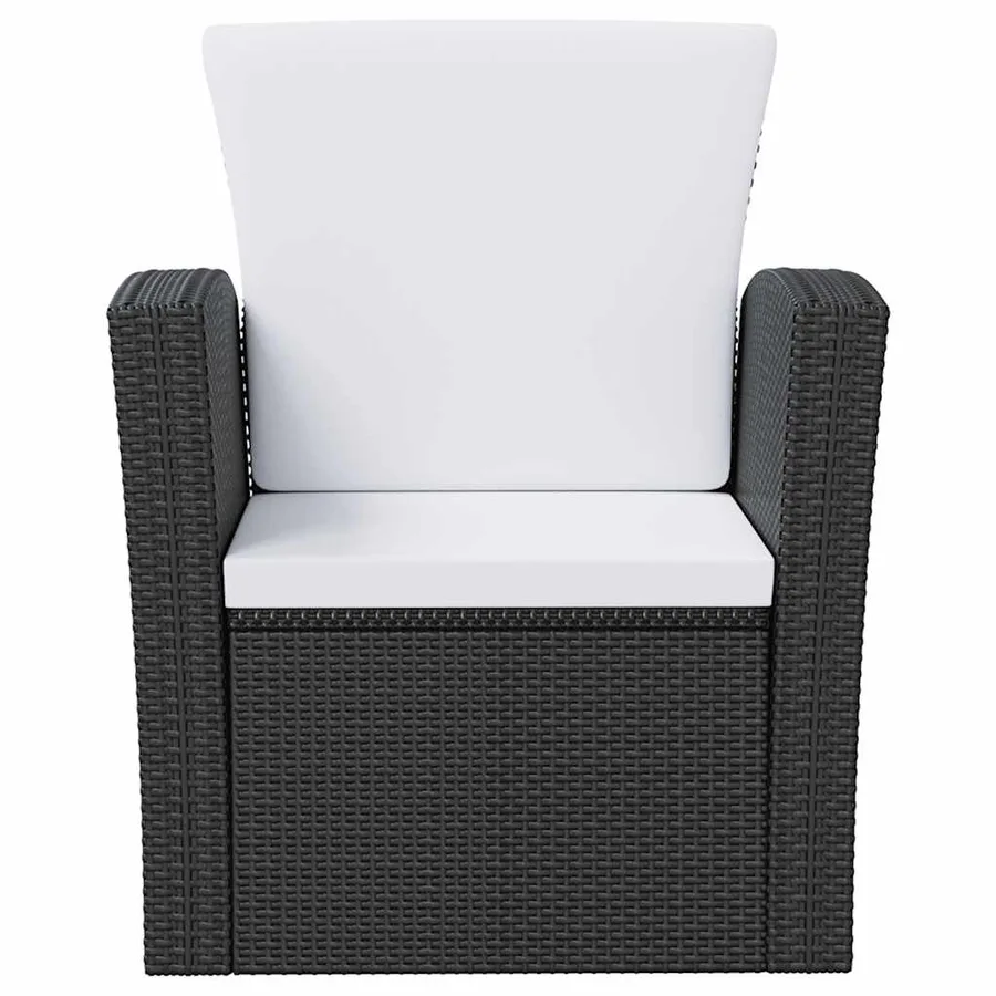 Salon de jardin 8 pcs avec coussins résine tressée noir - 6