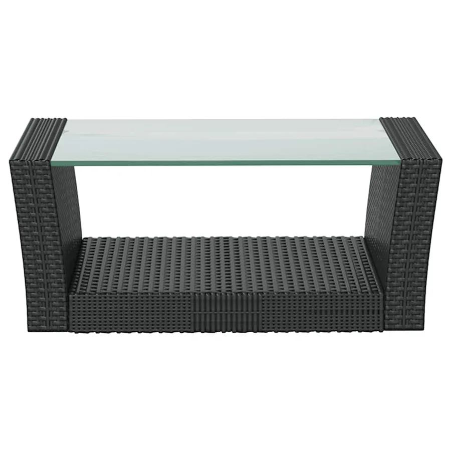 Salon de jardin 8 pcs avec coussins résine tressée noir - 8