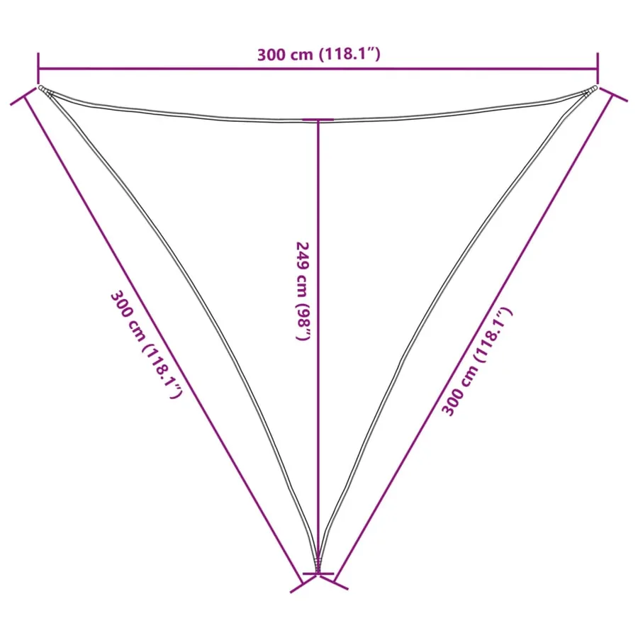 Voile de parasol tissu oxford triangulaire 3x3x3 m marron - 10