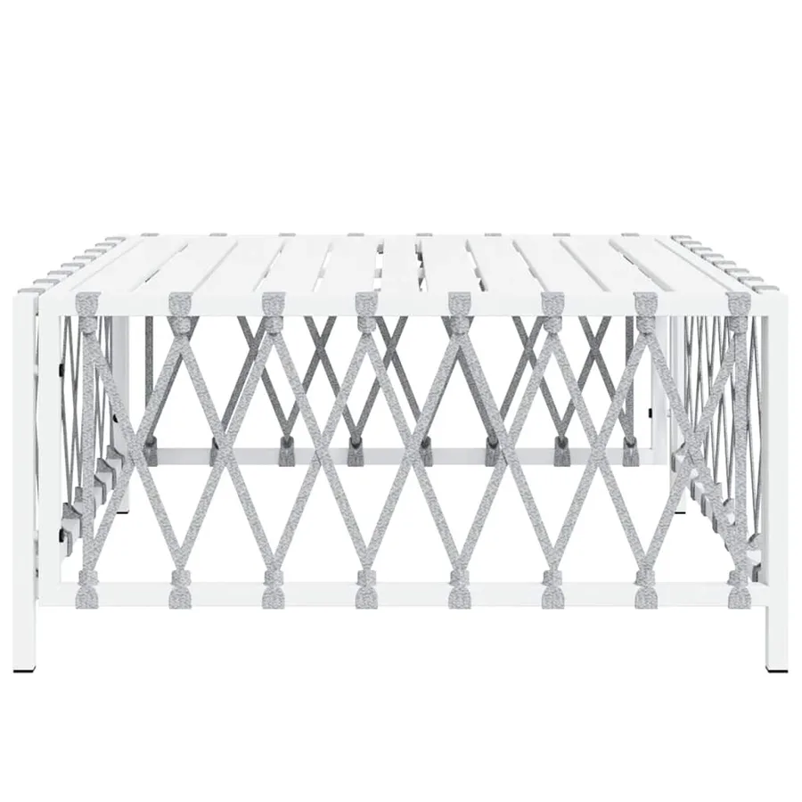 Table de jardin blanc 70x70x34 cm tissu tissé - 4