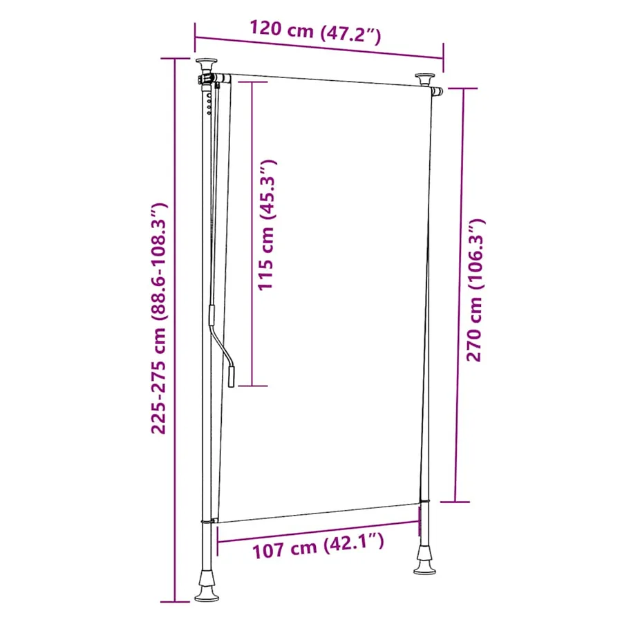 Store roulant d'extérieur 120 x 270 cm Crème - 7