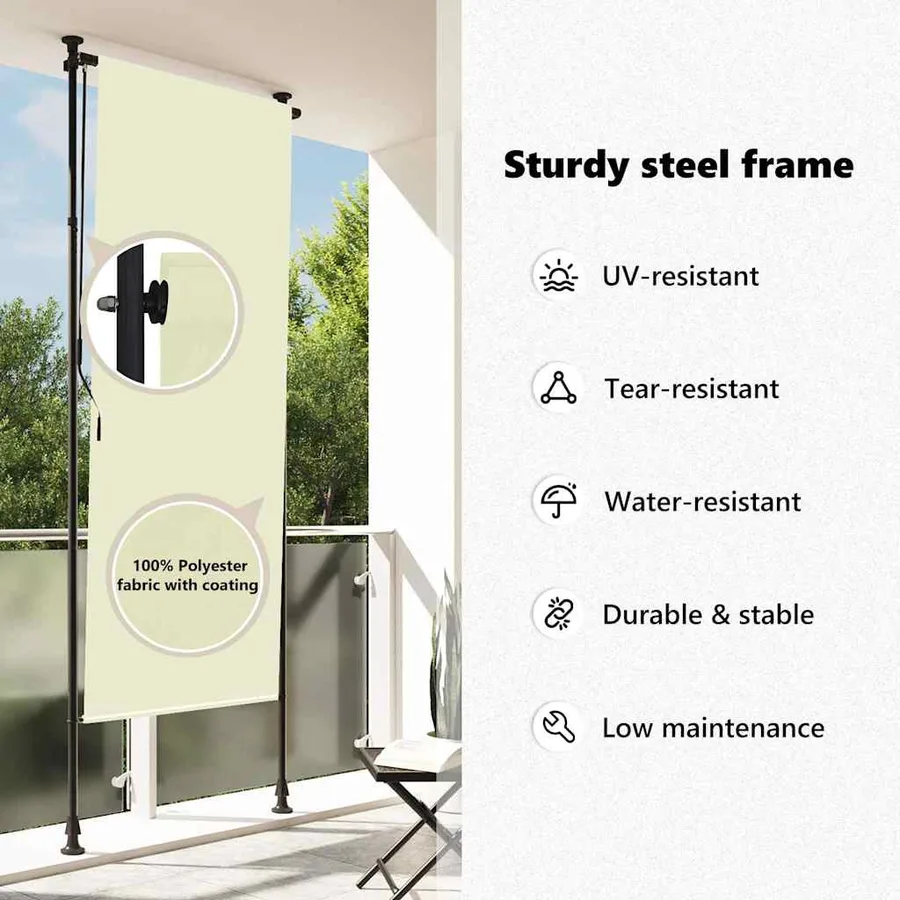 Store roulant d'extérieur 120 x 270 cm Crème - 8