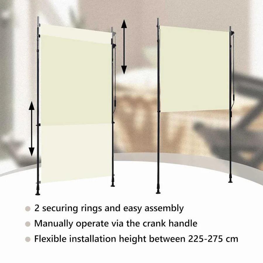 Store roulant d'extérieur 120 x 270 cm Crème - 9