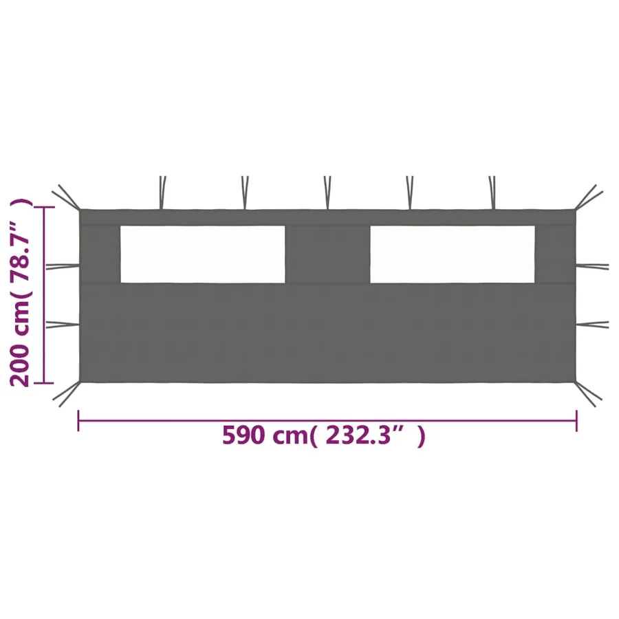 Paroi latérale de belvédère avec fenêtres 6x2 m Anthracite - 4