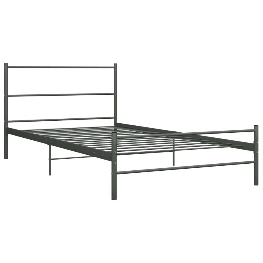 Cadre de lit sans matelas gris métal 100x200 cm - 2