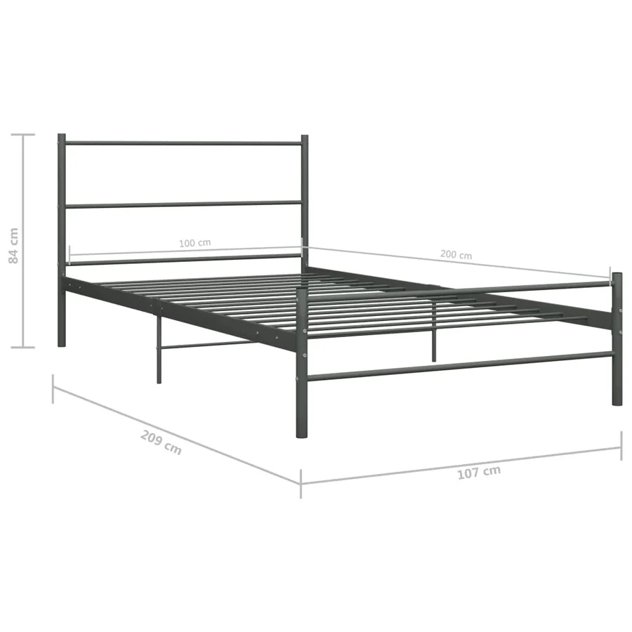 Cadre de lit sans matelas gris métal 100x200 cm - 7