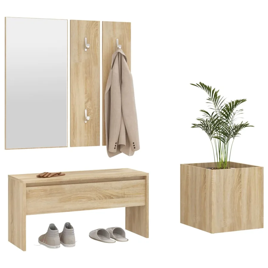 Ensemble de meubles de couloir Chêne Sonoma Bois d'ingénierie - 4