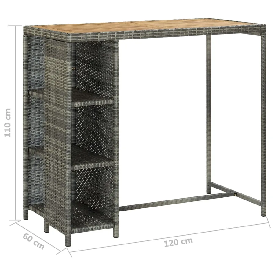 Ensemble de bar de jardin 5 pcs et coussins Résine tressée Gris - 8