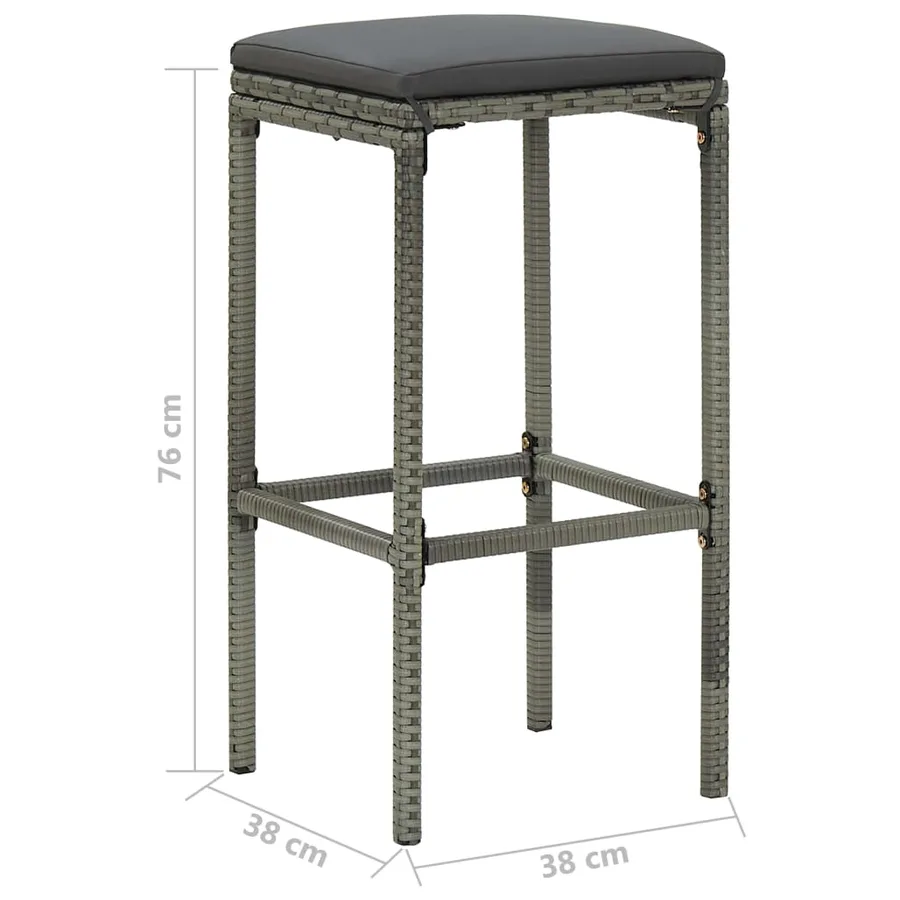 Ensemble de bar de jardin 5 pcs et coussins Résine tressée Gris - 9