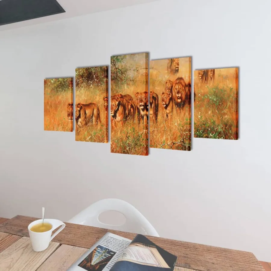 Set de toiles murales imprimées Lions 100 x 50 cm - 2
