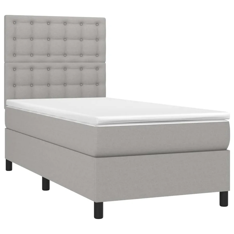 Sommier à lattes de lit et matelas et LED Gris clair 100x200 cm - 3
