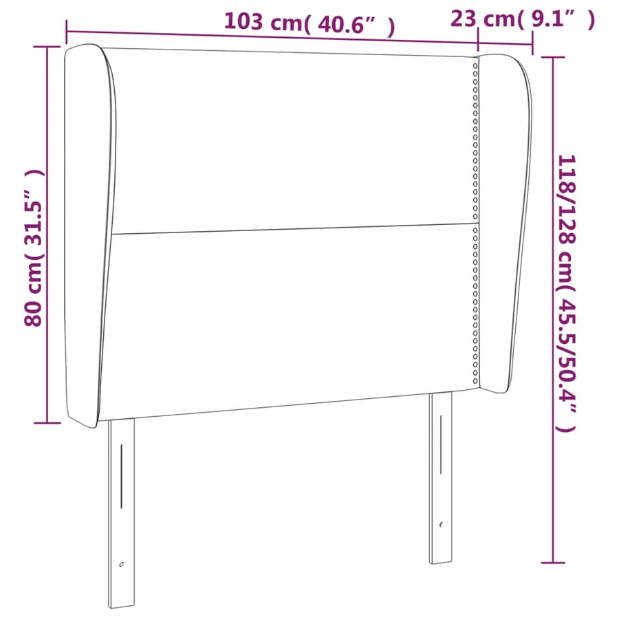 Tête de lit avec oreilles Noir 103x23x118/128 cm Tissu - 9